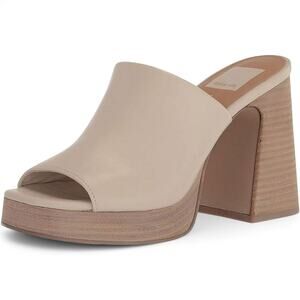 Dolce Vita Lukas Leather Peep Toe Slip-On Platform Block Heel Sandals Size 8.5